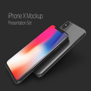 黑色iPhone X设备UI设计展示样机套装 iPhone X Mockup Set插图1