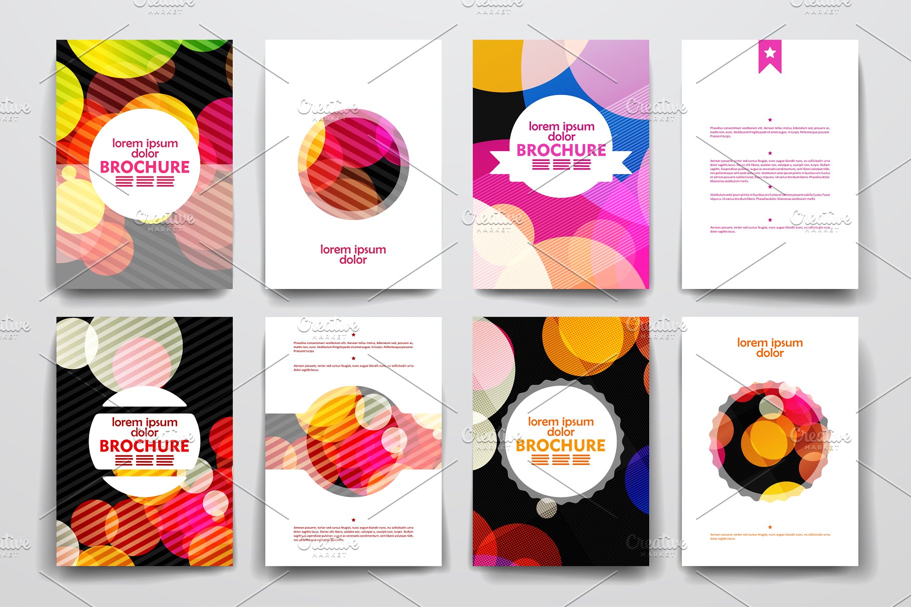 圆形抽象图形背景小手册画册模板 Set of Abstract Brochures