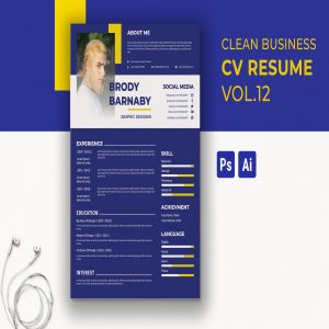 简朴设计风格设计师简历模板v13 Clean Resume Template Vol. 13