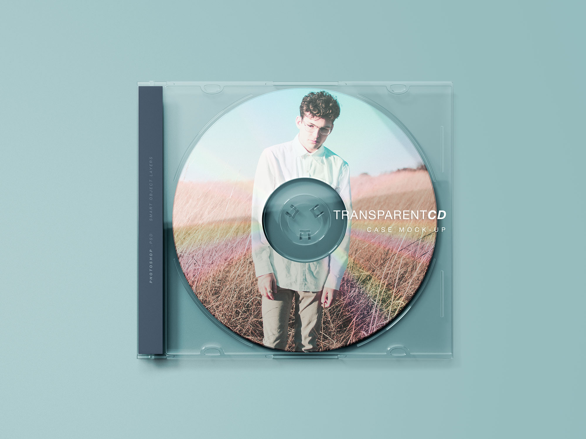 透明音乐CD盒封面设计样机模板 Transparent CD Case Mockup