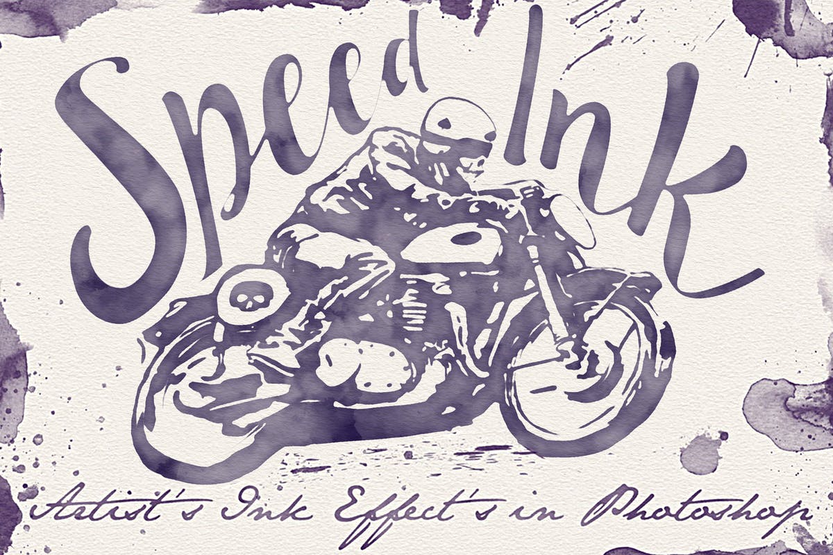 一键生成水墨绘画效果智能对象图层/PS笔刷 Speed Ink – Smart PSD