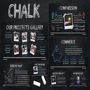60+独特的粉笔效果PowerPoint演示模板下载Chalk – Powerpoint Template[ppt,pptx]