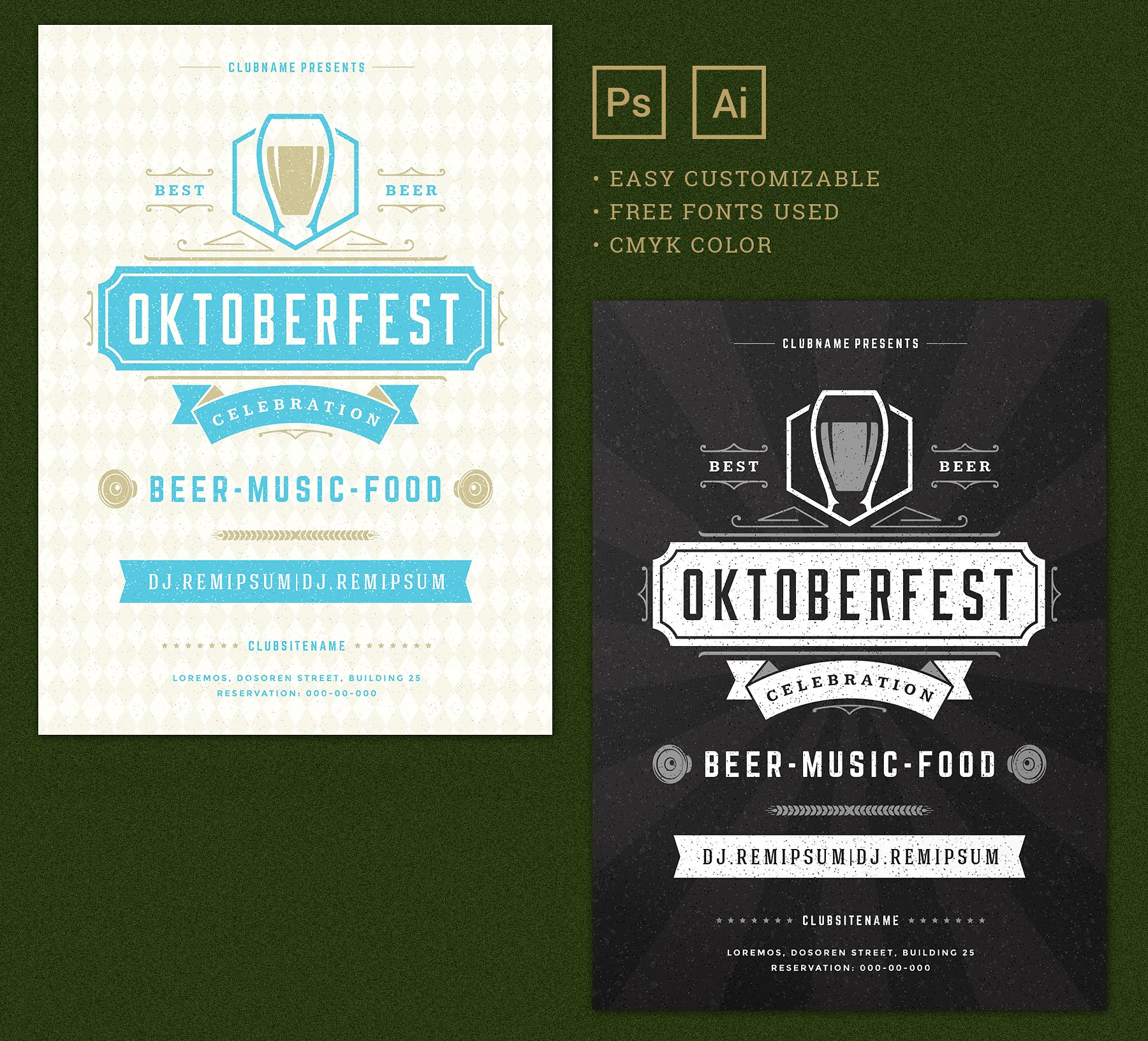 啤酒节活动海报设计模板1 Oktoberfest Flyer Template