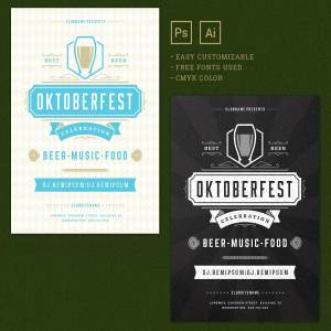 啤酒节活动海报设计模板1 Oktoberfest Flyer Template