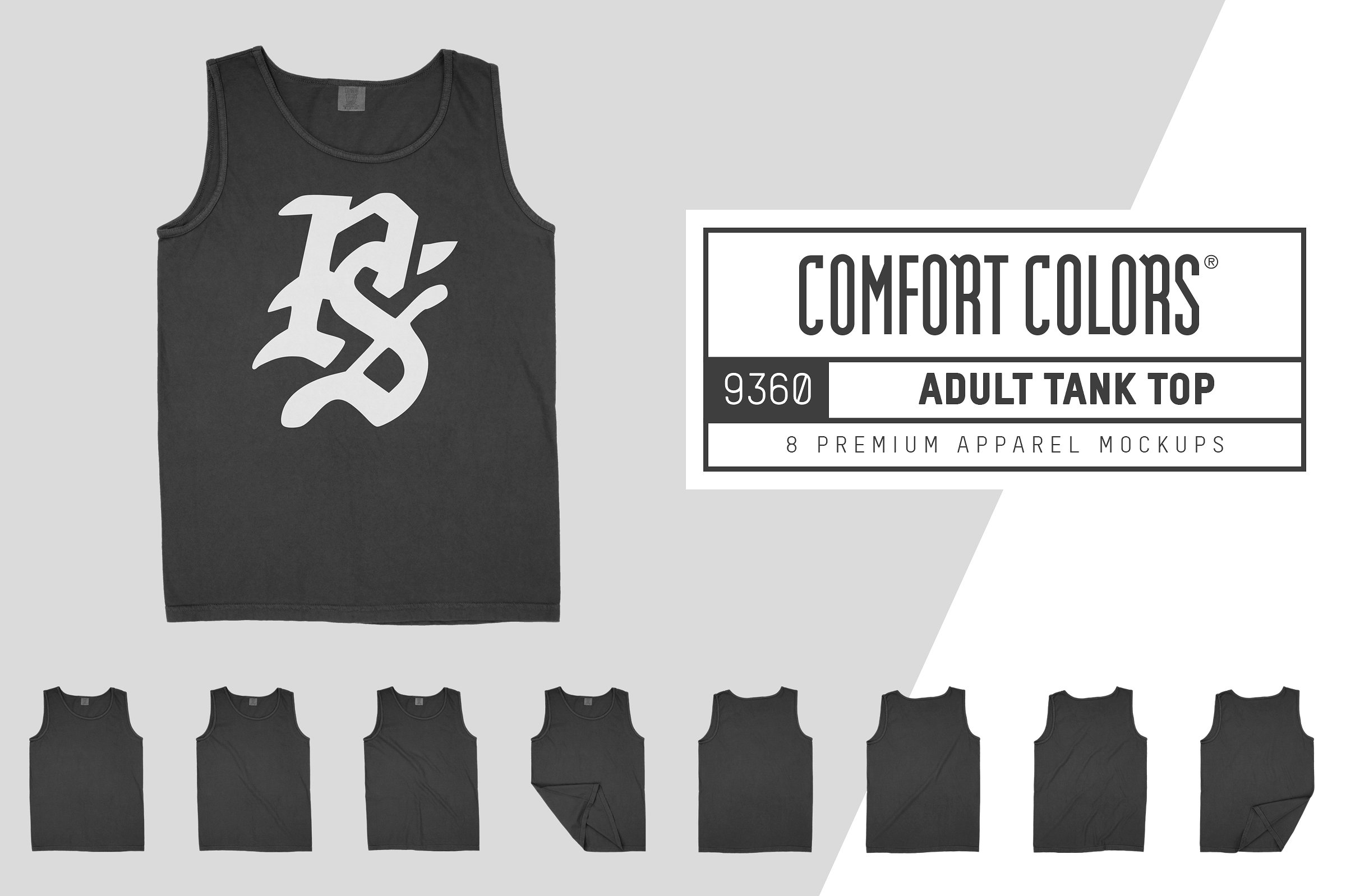 无袖运动背心服装样机 Comfort Colors 9360 Tank Top Mockups