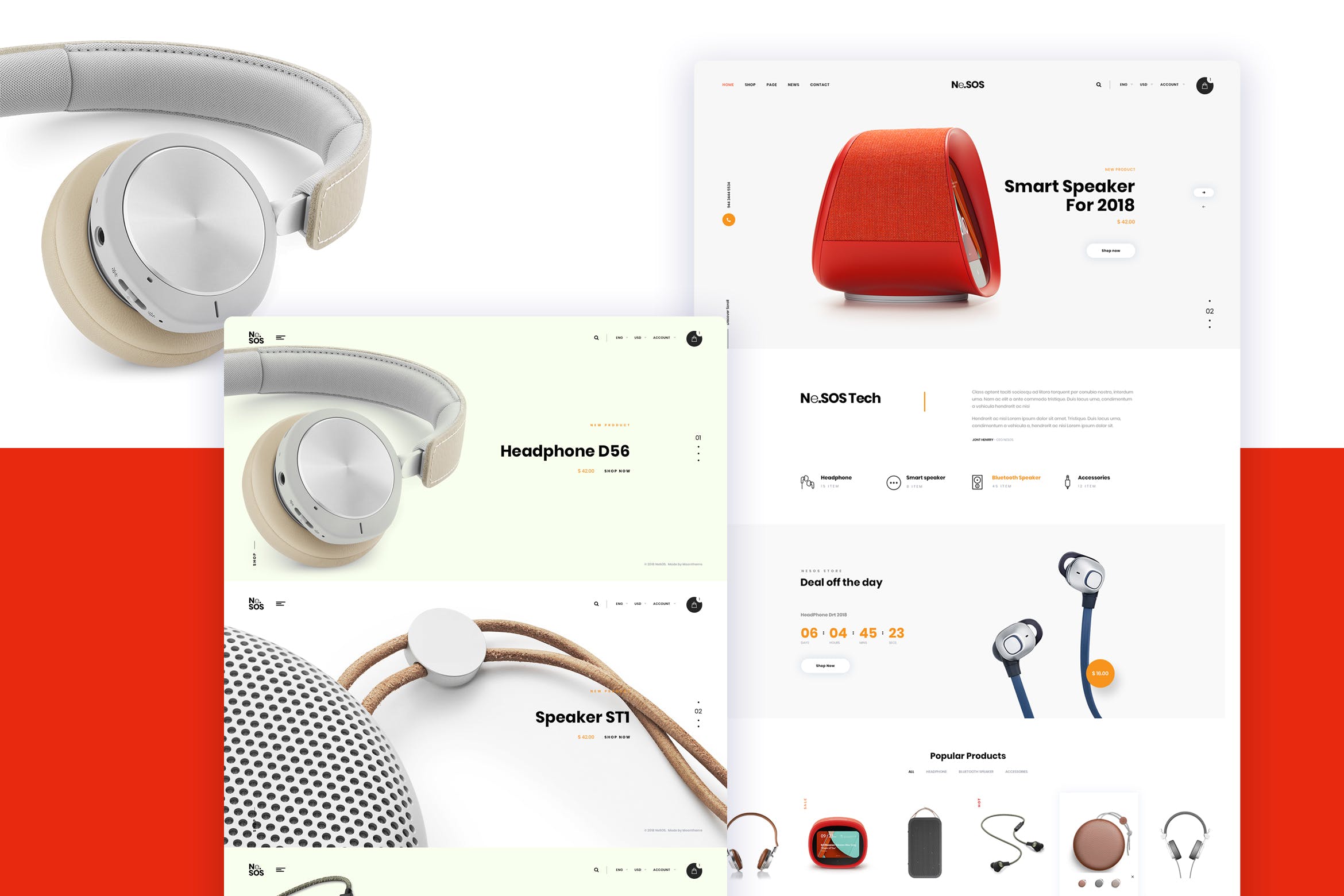 耳机音响设备网上商城设计PSD模板 Ne26 – Speaker store Ecommerce PSD template