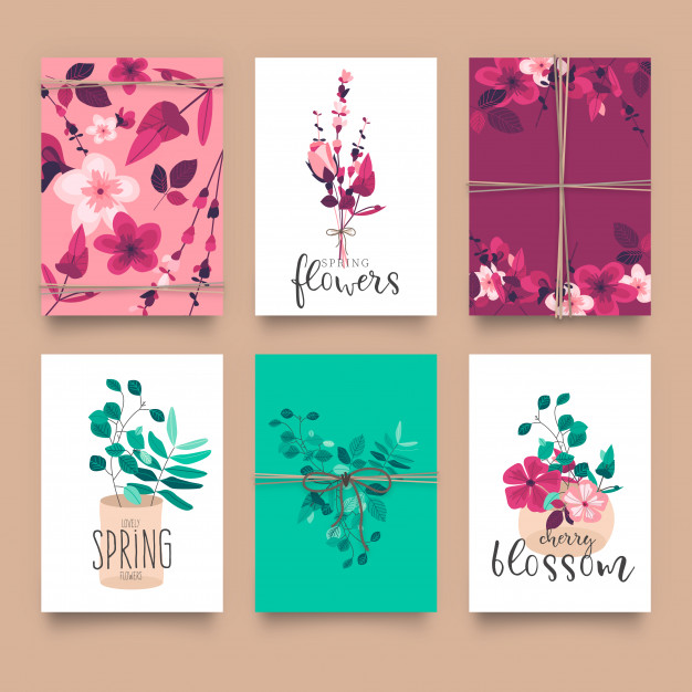 可爱的花卉卡片贺卡制作模版 Cute floral card templates