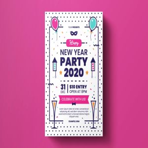 2020年新年庆祝活动海报传单圆点设计模板 New Year Flyer Template