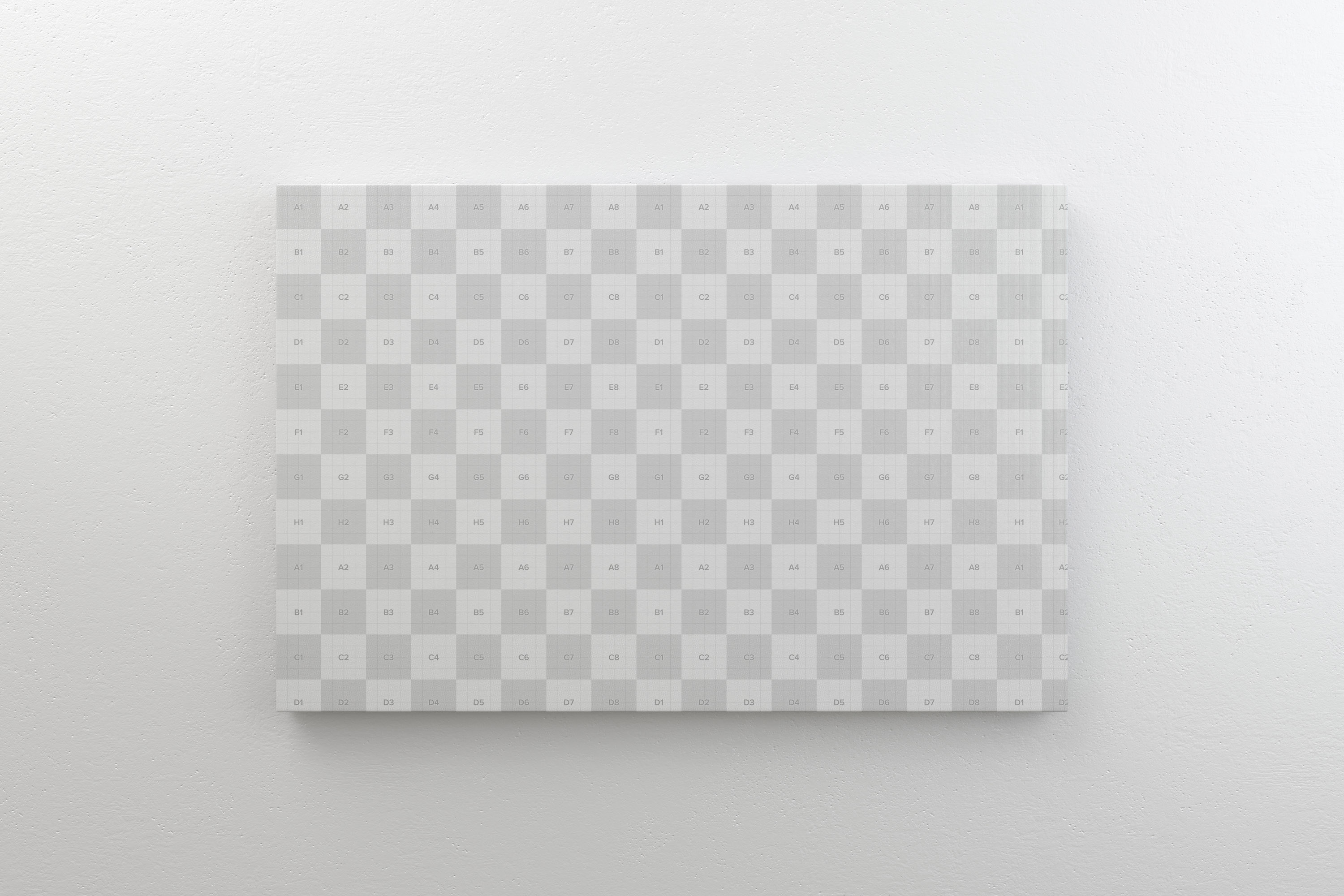 挂墙油画艺术作品展示画布前视图样机模板 3:2 Landscape Canvas Mockup Hanging on Wall, Front View