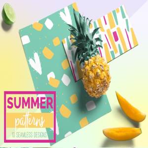 可爱夏季趣味无缝矢量纹理 Summer Fun Vector Patterns