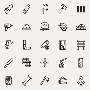 25个木制品及木工工具矢量图标素材 25 Woodwork Vector Icons