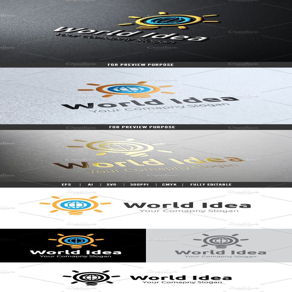 金属及烫金工艺感Logo模板  World Idea插图