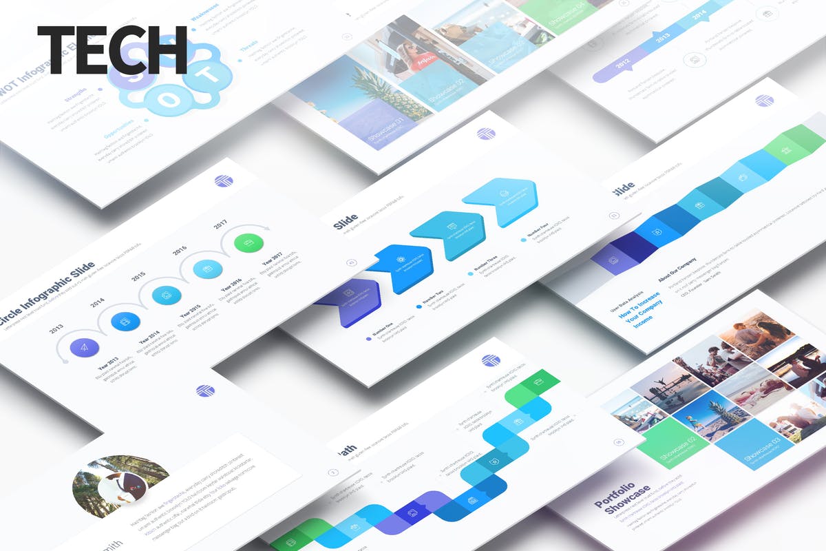 互联网信息科技企业介绍PPT幻灯片模板 Tech – Multipurpose PowerPoint Presentation