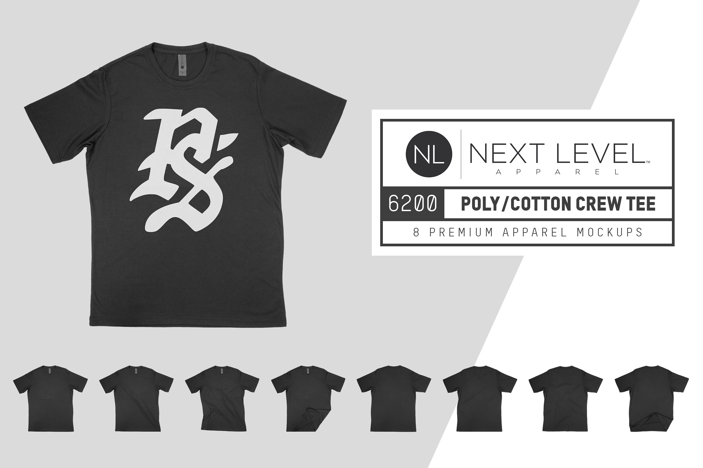 中性圆领T恤服装样机 Next Level 6200 Poly Cotton T-Shirt