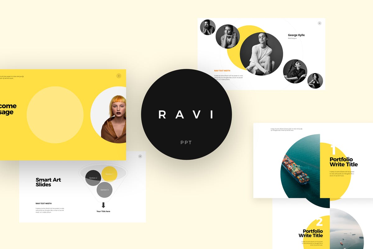 企业团队成员介绍/信息图表PPT幻灯片模板 RAVI Powerpoint Template