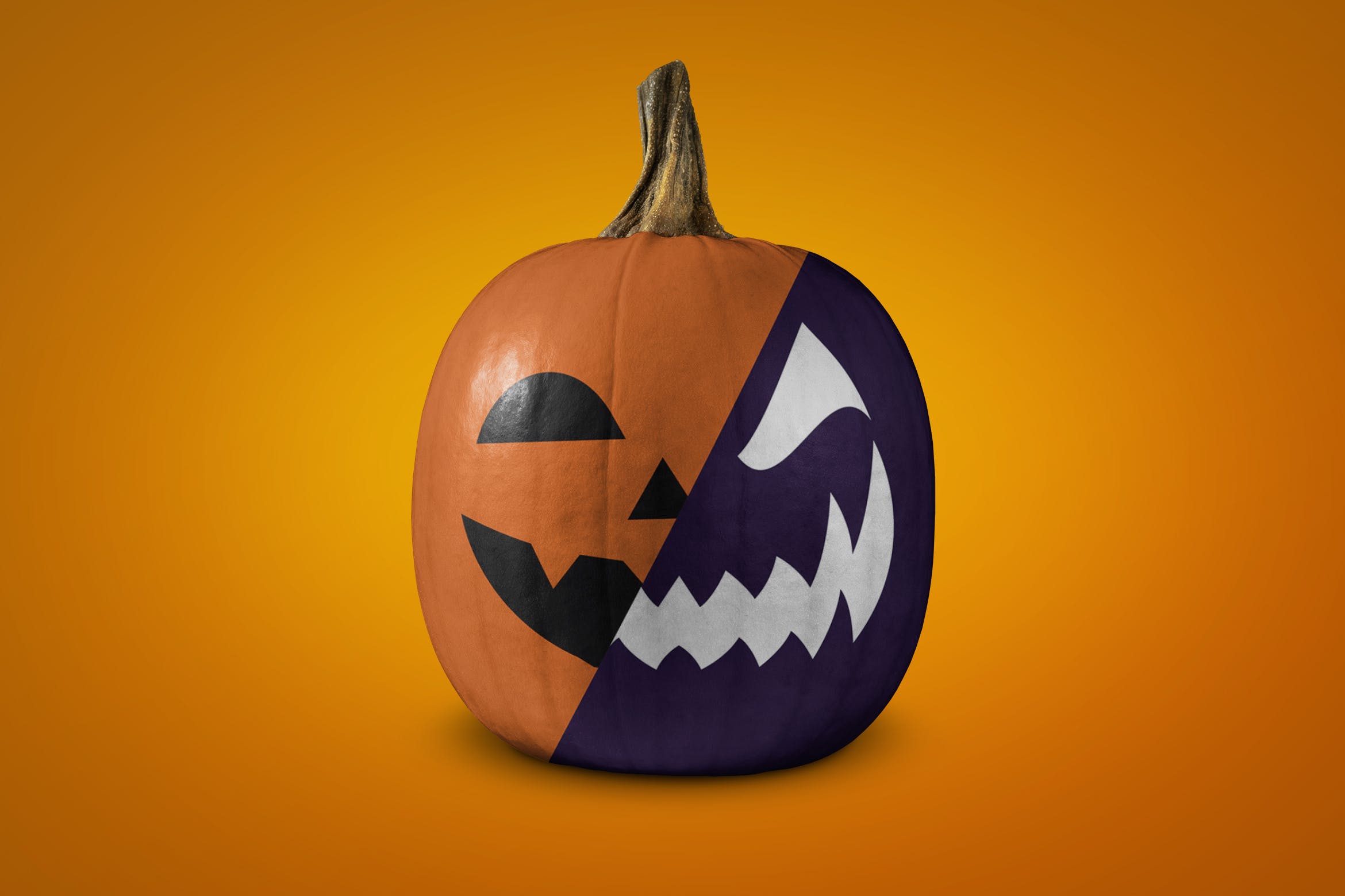可定制图案万圣节南瓜样机模板 Halloween pumpkin mockup
