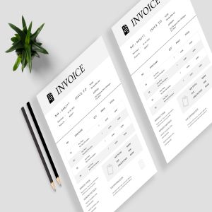 素色简约销售票据/发票设计模板v13 Minimalist Invoice Template 13