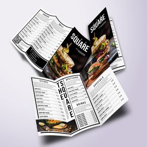 经典极简三折页A4&美国信纸大小餐厅菜单模板 Classic Minimal Trifold A4 & US Letter Food Menu