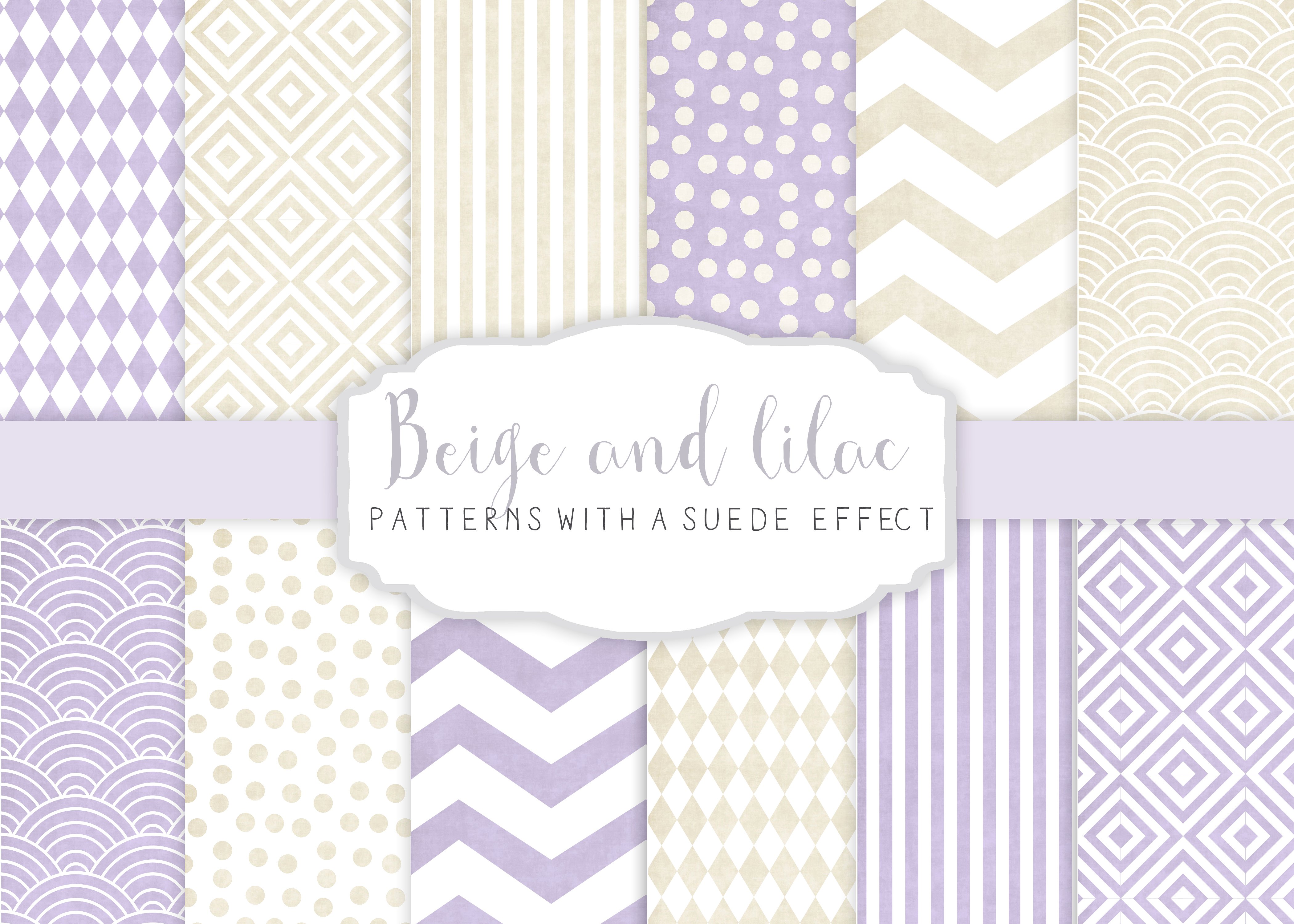 丁香色&米黄色图案纹理 Beige and Lilac patterns