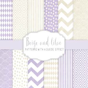 丁香色&米黄色图案纹理 Beige and Lilac patterns