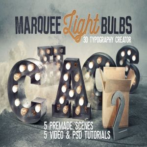 大帐篷灯泡装饰金属字体场景模板18 Marquee Light Bulbs Chaos 18 – Scenes & Tutorials