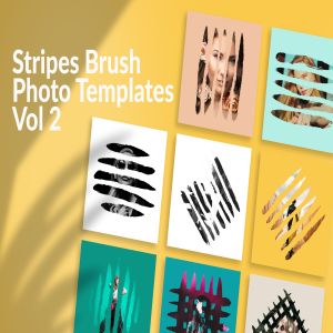 图片条纹笔刷蒙版遮罩PSD分层模板 Stripes Brush Photo Templates Vol 2