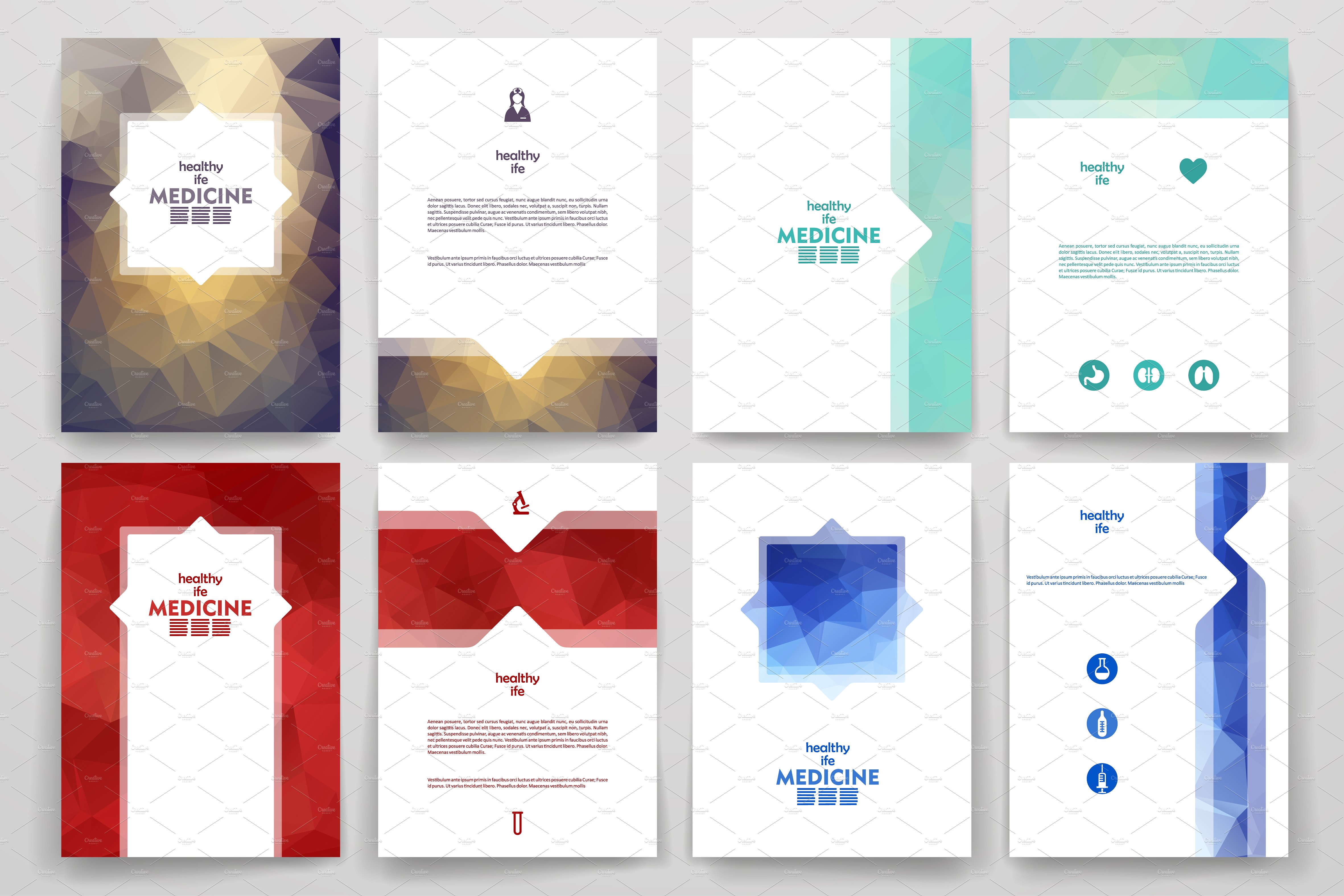 医药主题小册子模板 Set of Medicine brochures