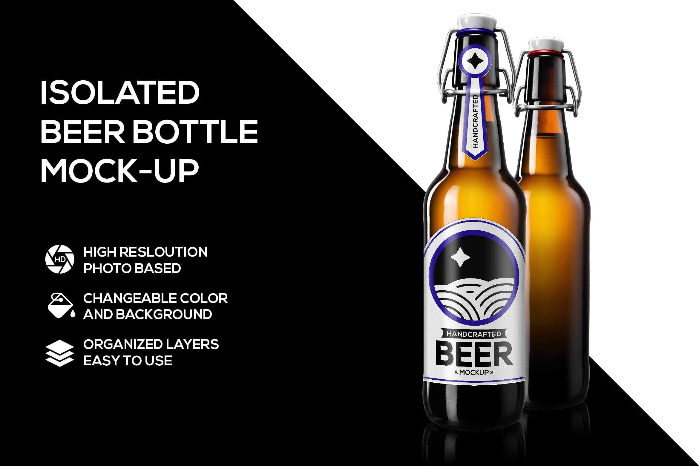易拉瓶盖啤酒瓶外观设计效果图样机 Beer bottle mockup