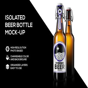 易拉瓶盖啤酒瓶外观设计效果图样机 Beer bottle mockup