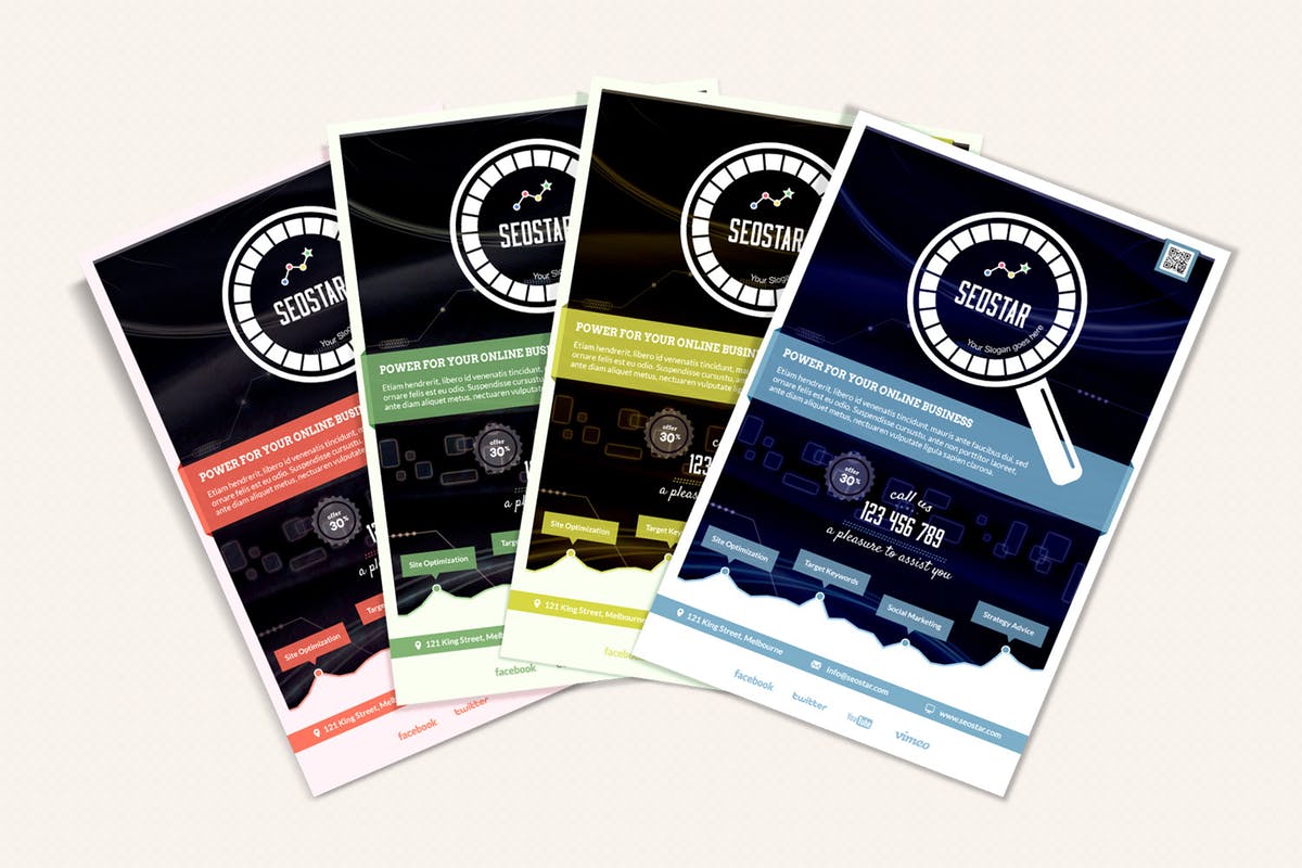 SEO数字营销服务传单设计模板 SEO Star Flyer