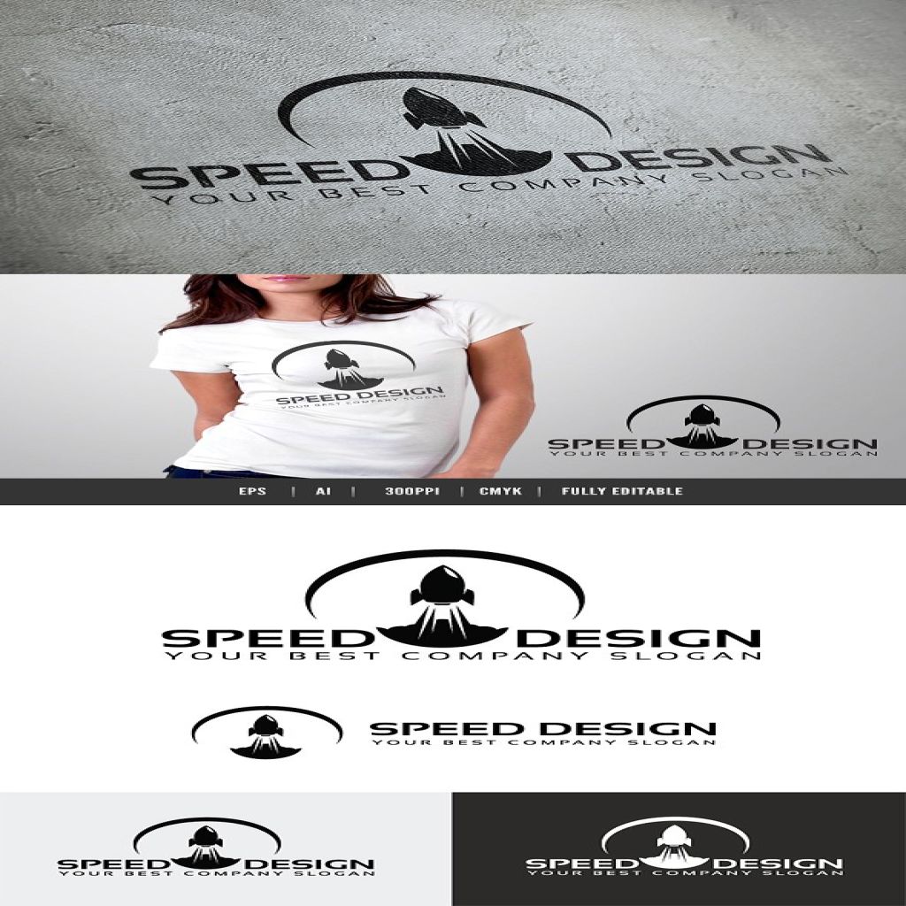 太空火箭图形Logo设计模板 Speed Design插图