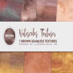 7款棕色水彩无缝纹理素材 Watercolor Seamless Textures – Brown Pack