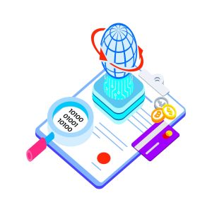 区块链技术智能合约概念插画素材v6 Smart Contract on Blockchain Isometric  6 – TU