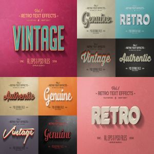 经典复古文本图层样式v1 Vintage Text Effects Vol.1
