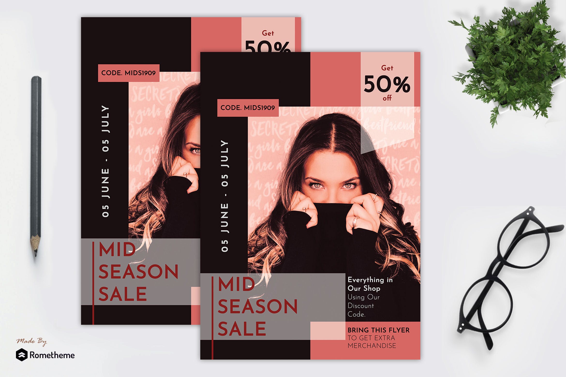 时尚品牌促销广告海报传单设计模板v13 Fashion Sale Flyer vol. 13