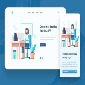 客户服务主题APP&Web矢量插画 Customer Service Illustration – Website Header