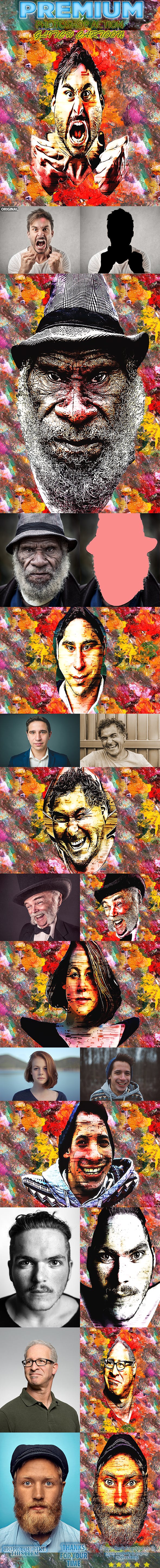 像素失真卡通效果PS动作