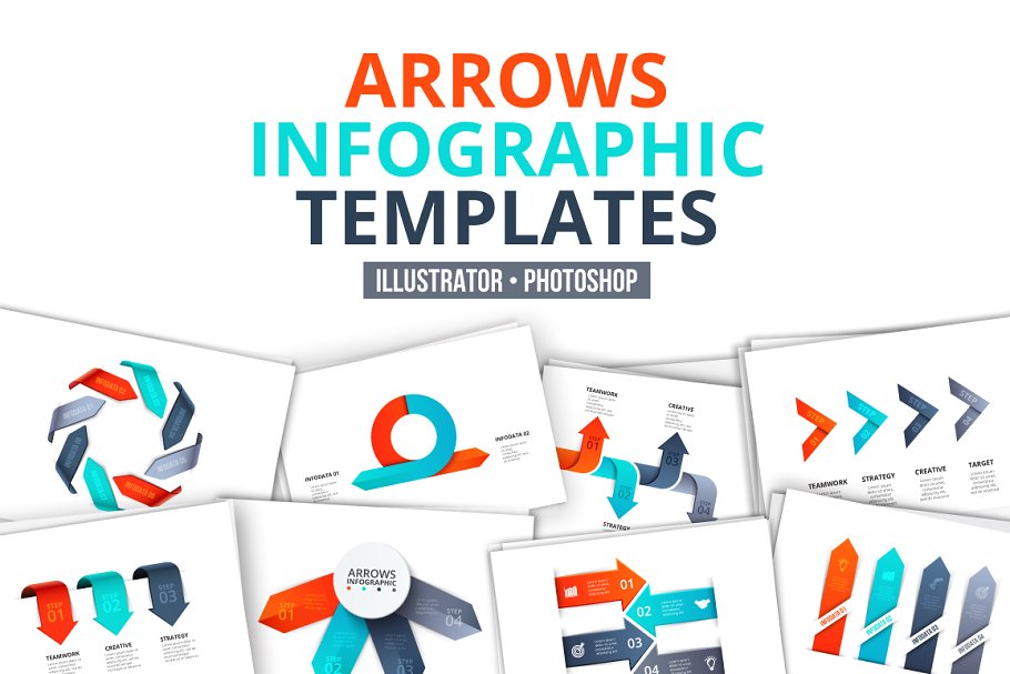 箭头信息图表模板 Arrows infographic templates