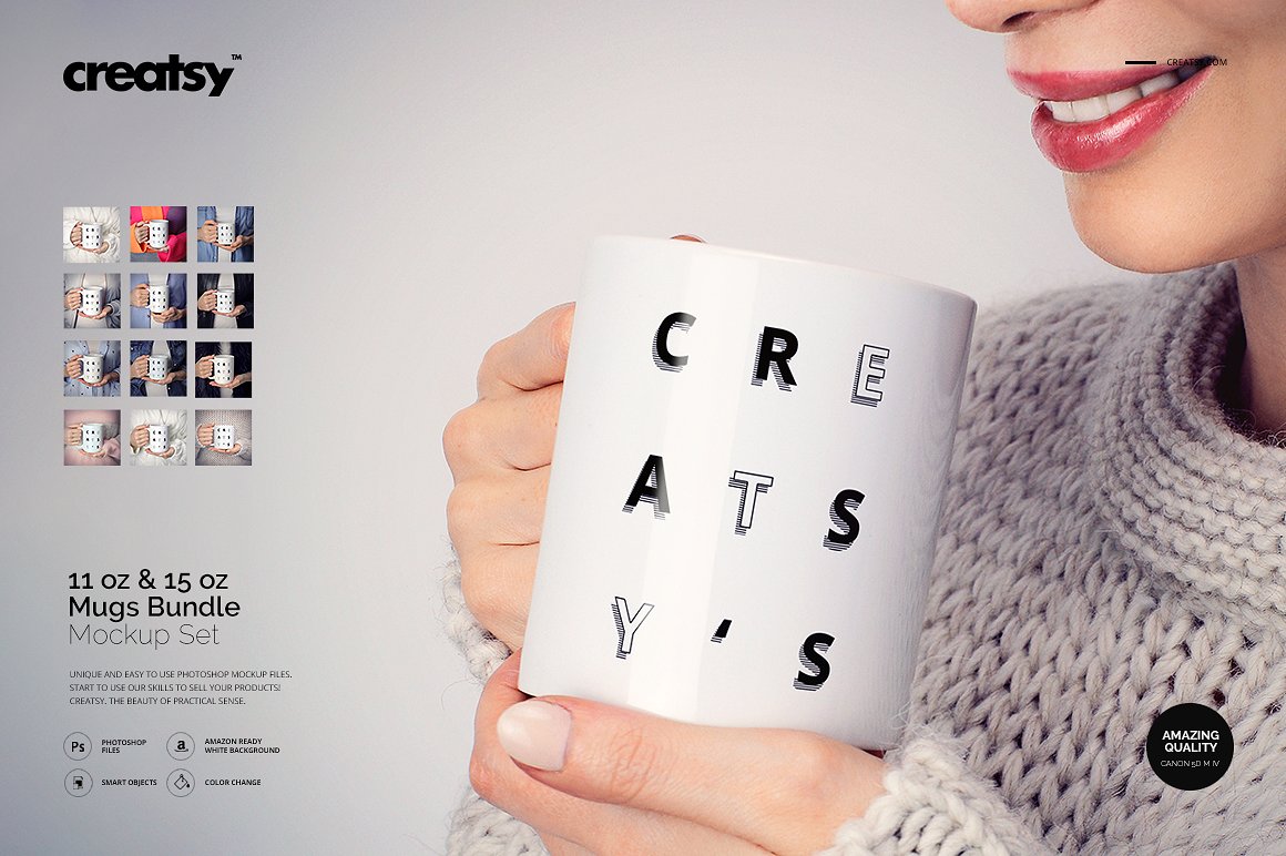 时尚白色图案马克杯样机