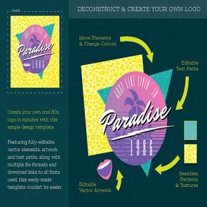 80年代感沙滩派对Logo设计  1980s Beach Party Logo Design