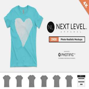 女性T恤样机模板 Next Level 3900 “The Boyfriend Tee”