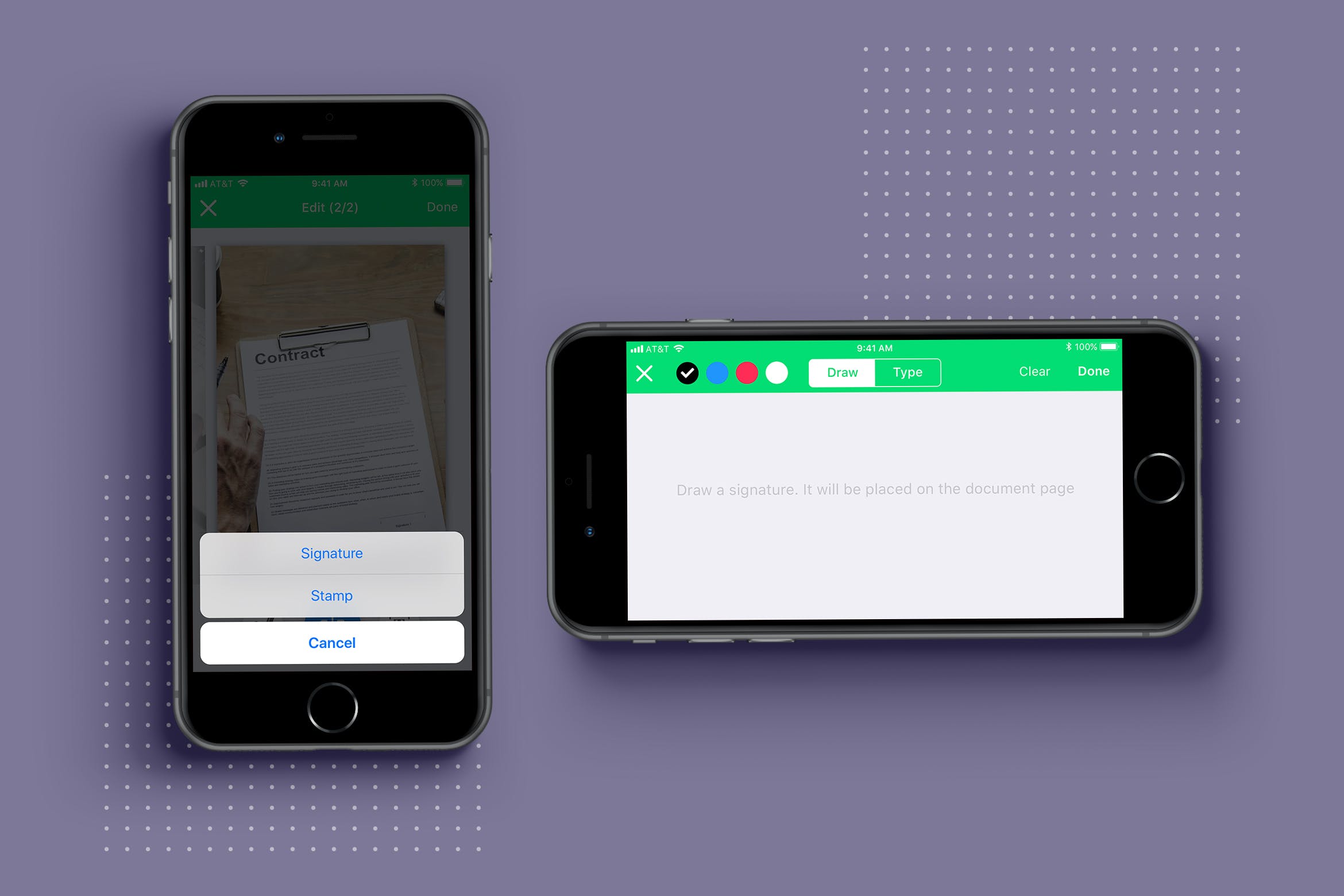 PDF扫描软件APP应用签名设计界面模板 PDF Scanner app mobile template