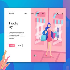 购物主题概念插画网站着陆页设计模板 Shoping Day