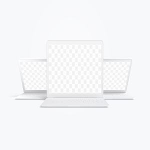 MacBook笔记本电脑多屏幕预览前视图样机03 Clay MacBook Mockup, Front View 03