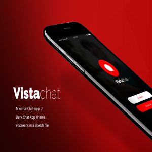 极简主义风格即时聊天APP应用UI套件[Sketch] Vistachat Dark App UI sketch file