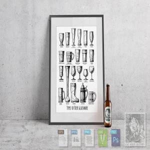 特色手绘啤酒玻璃器皿图形素材