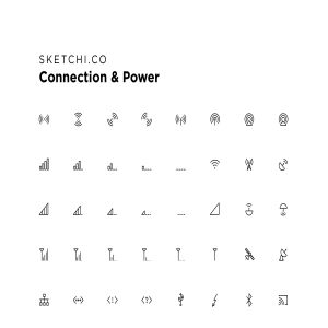 信号通讯连接和电池能量相关的图标套装下载[Ai]