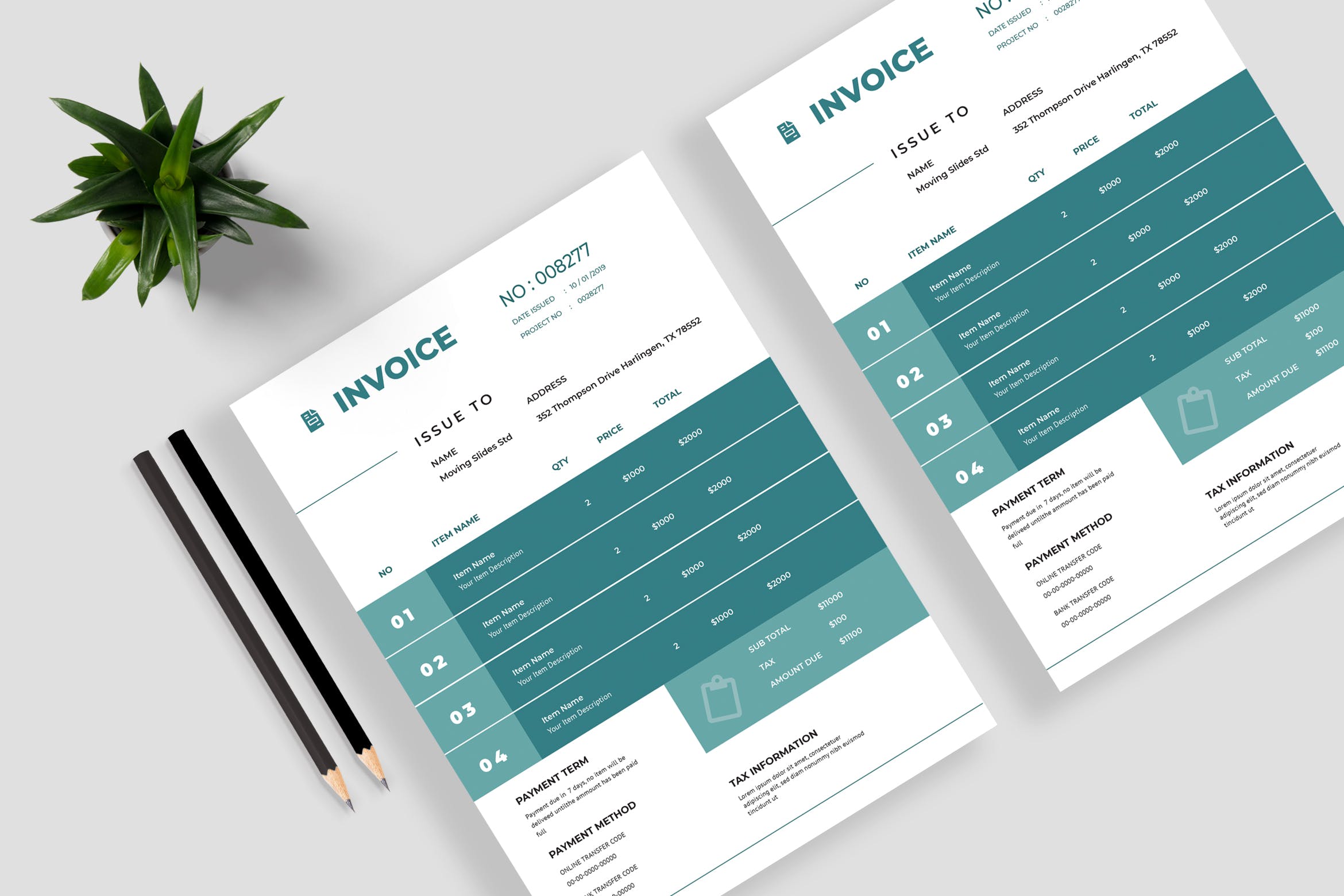 网上商城店铺销售发票票据设计模板v13 Minimalist Invoice Template 13