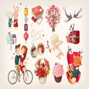 情人节主题手绘插画剪贴画 Valentine day illustrations