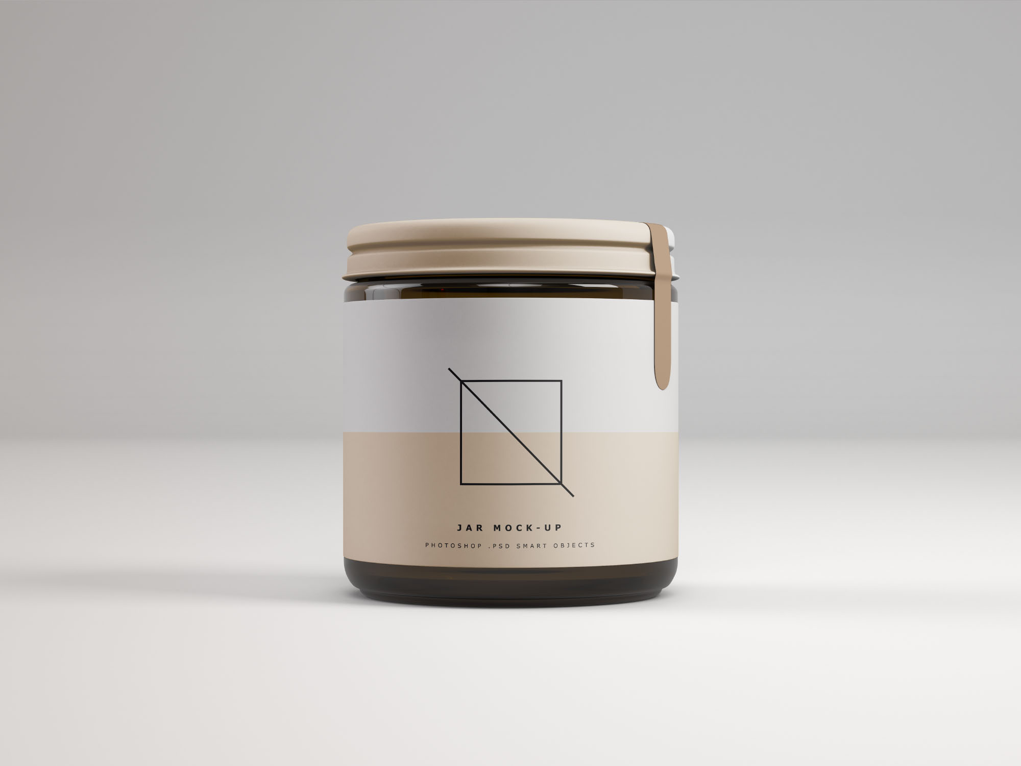 食品包装罐头前视图PSD样机模板 Front View Jar Mockup – PSD